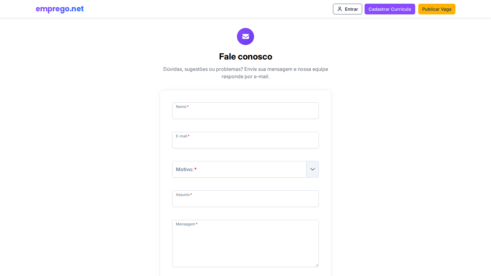 Página de contato